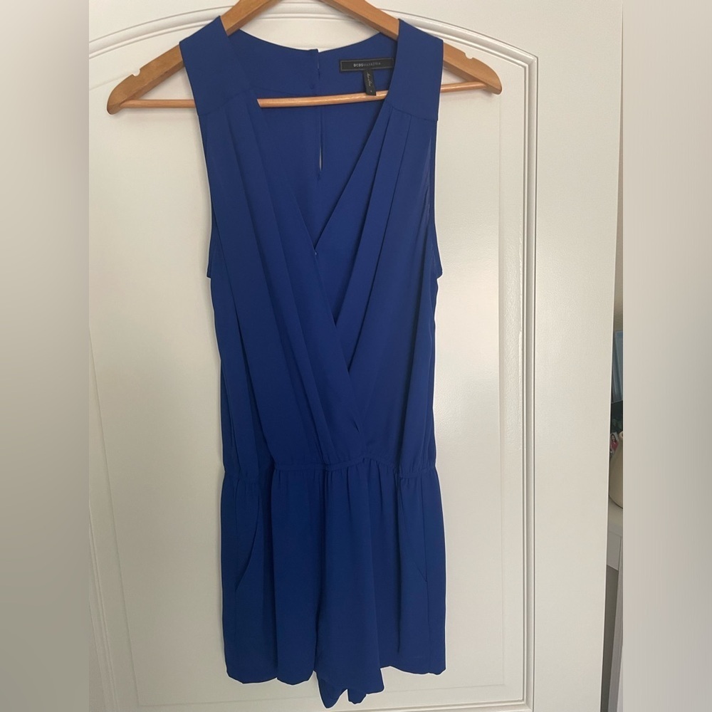 BCBGMAXAZRIA Royal Blue Coquette Romper Dress Size Small